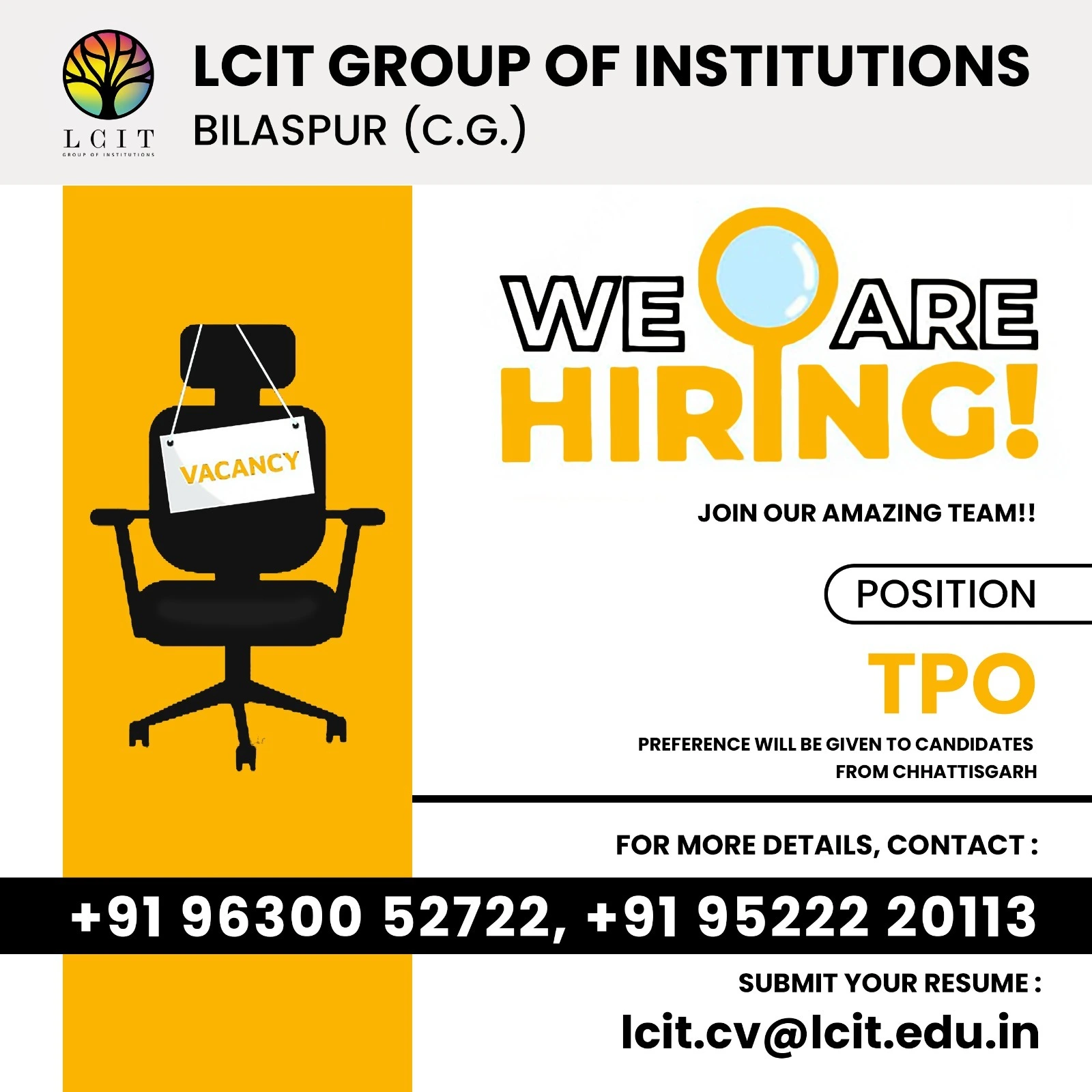Opening for TPO(Training and Placement Officer)